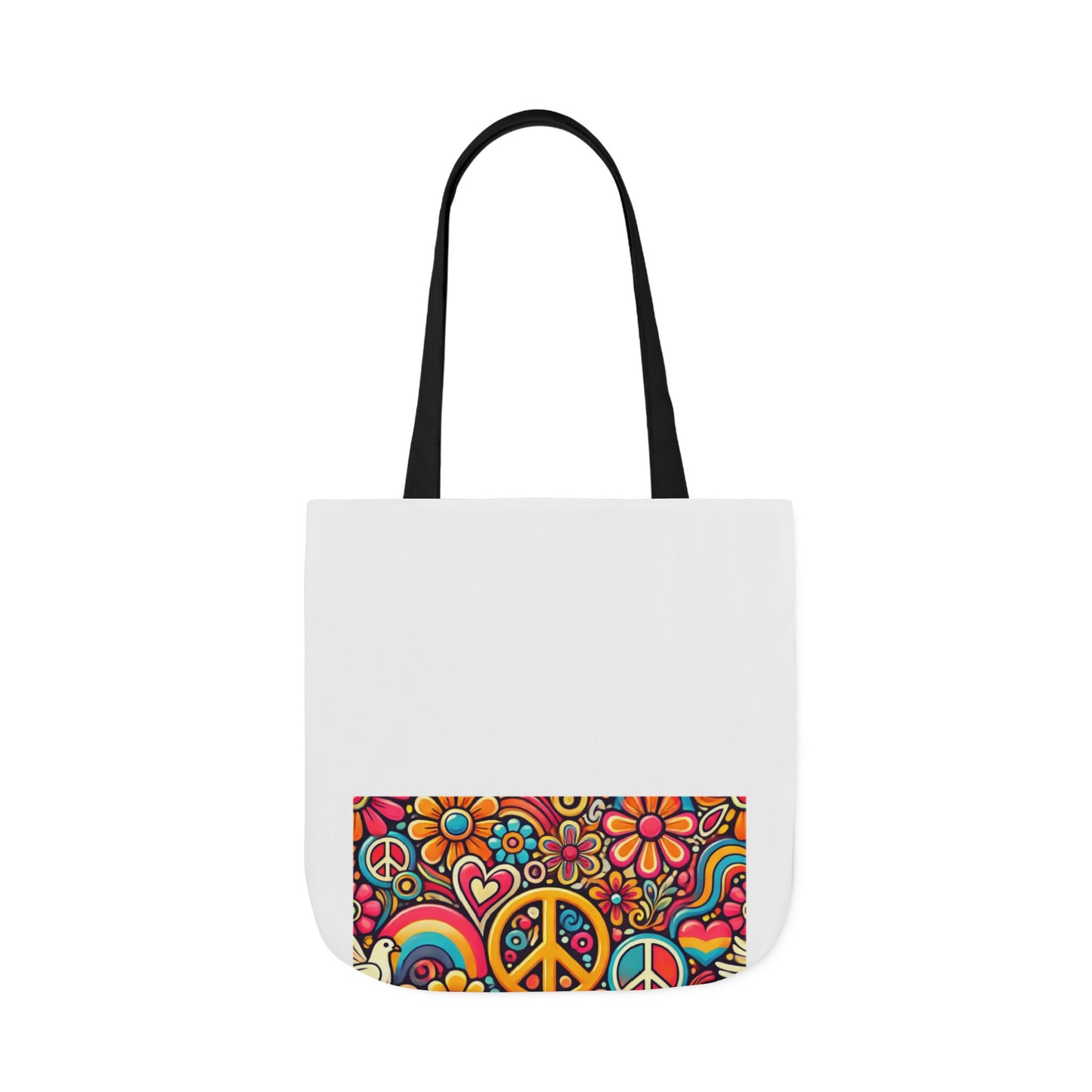 Colorful Peace Floral Pattern Canvas Tote Bag