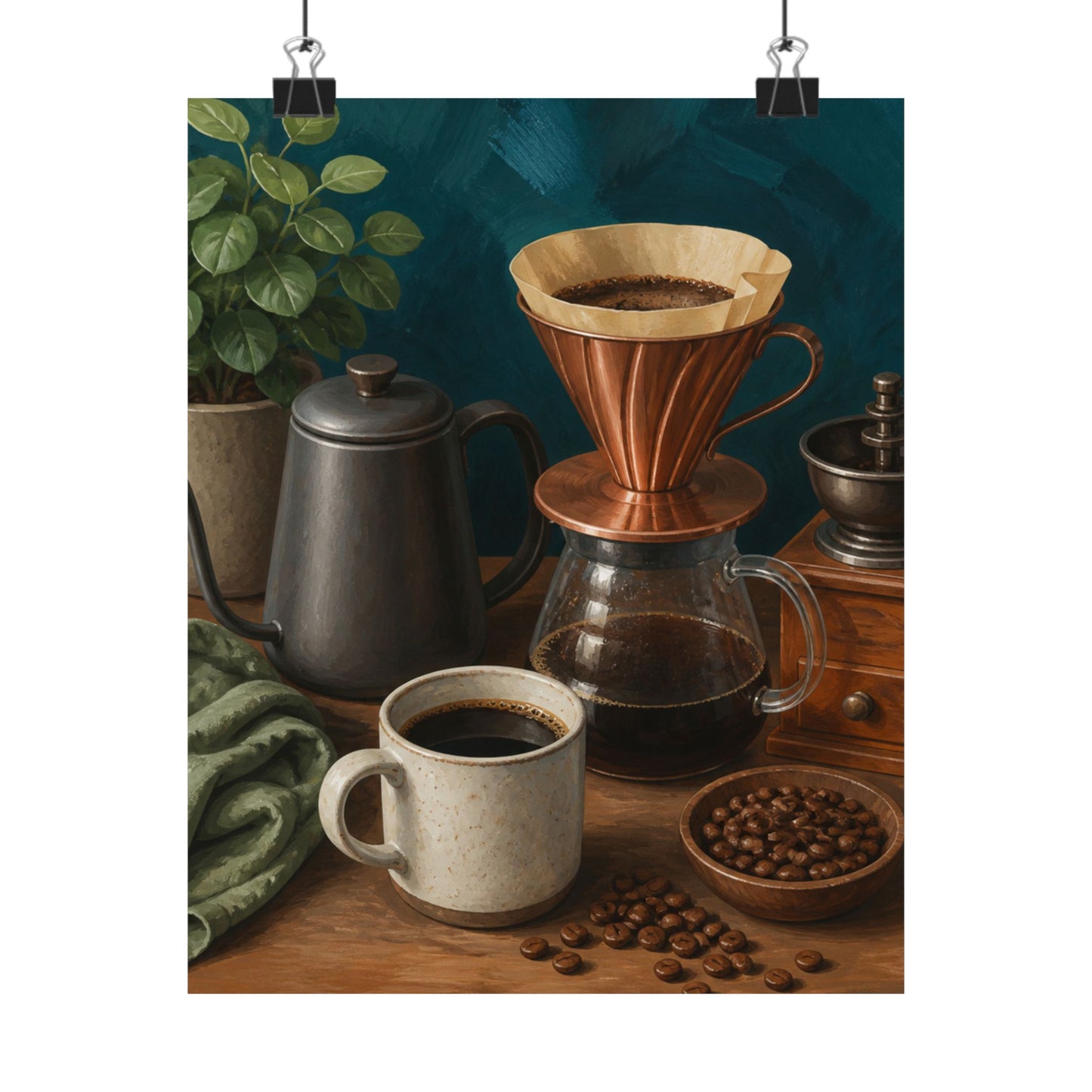 Warm Home Coffee Brewing Art Poster