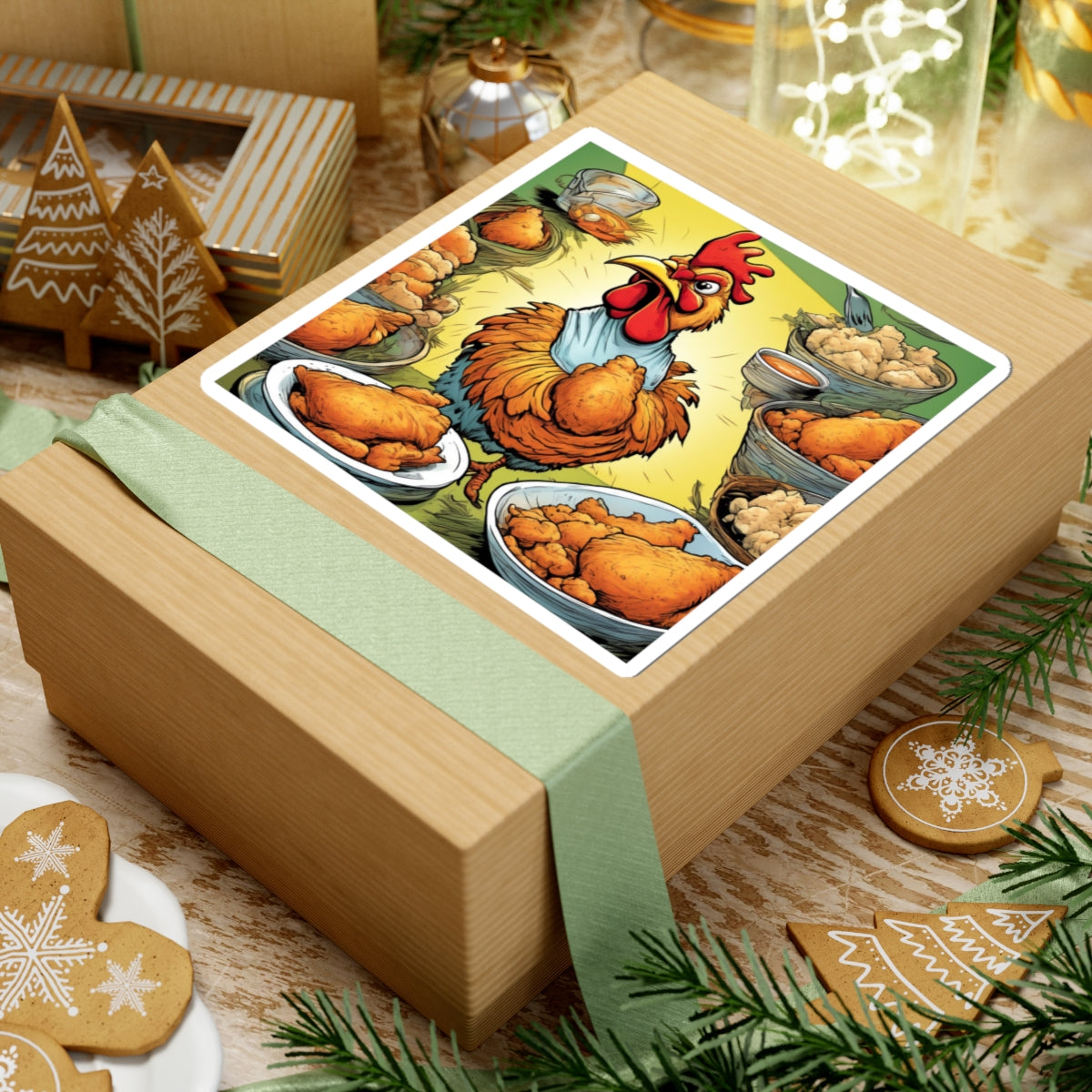 Funny Chicken Fried Food Comfort Food Art Sticker