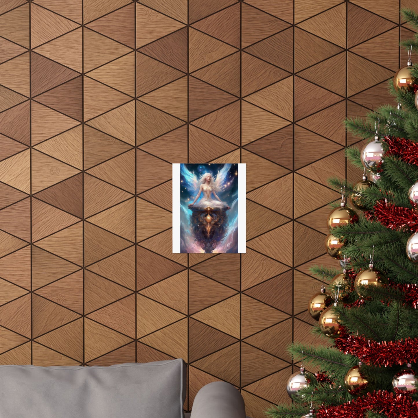 Celestial Winged Meditation Fantasy Portrait Poster