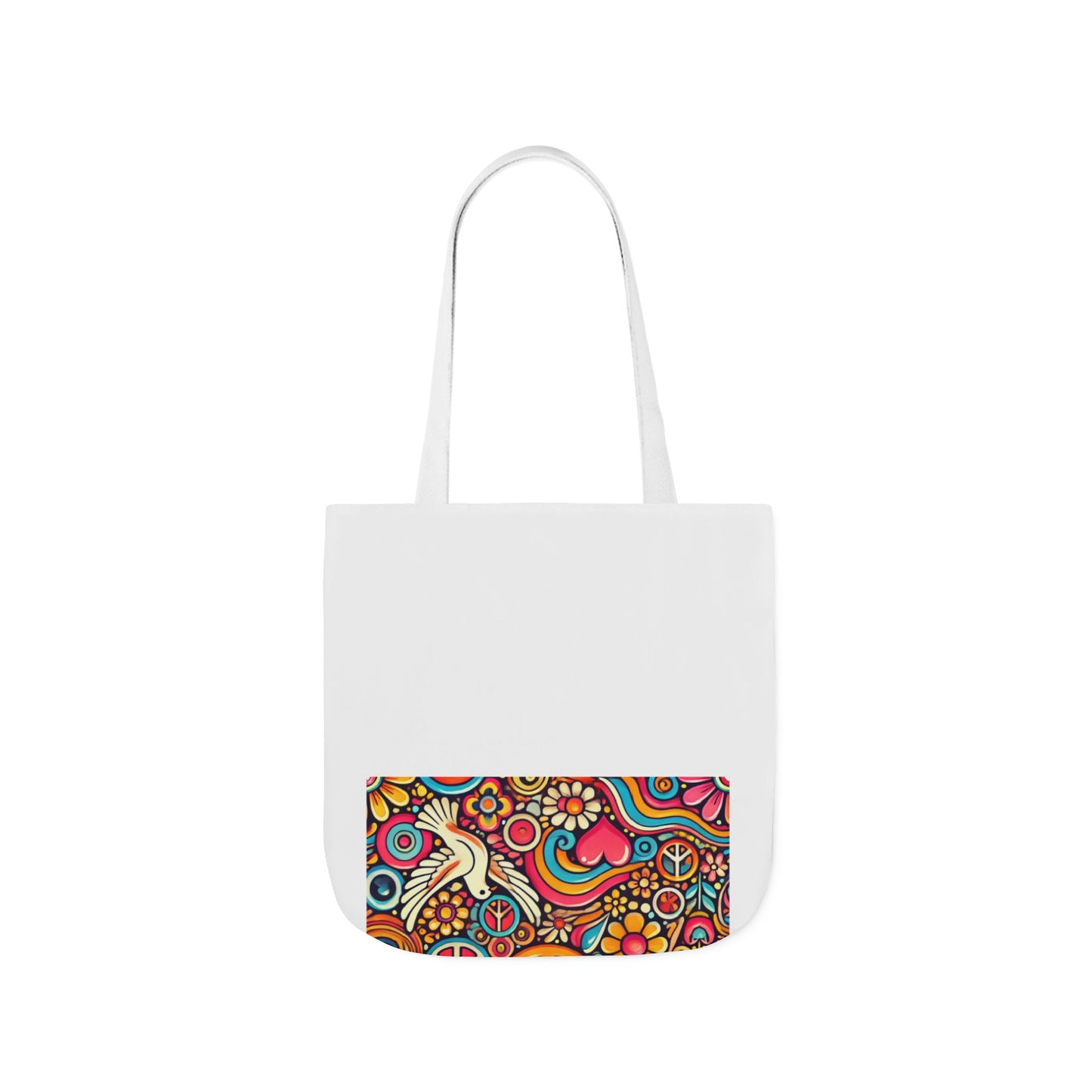 Colorful Peace Floral Pattern Canvas Tote Bag