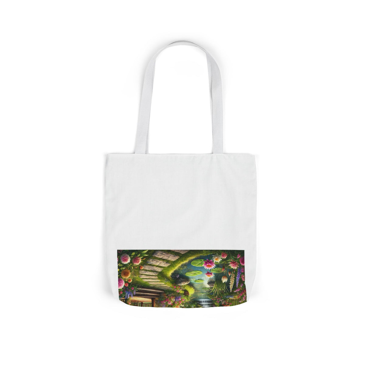 Sunlit Rose Gazebo Cottage Garden Canvas Tote Bag