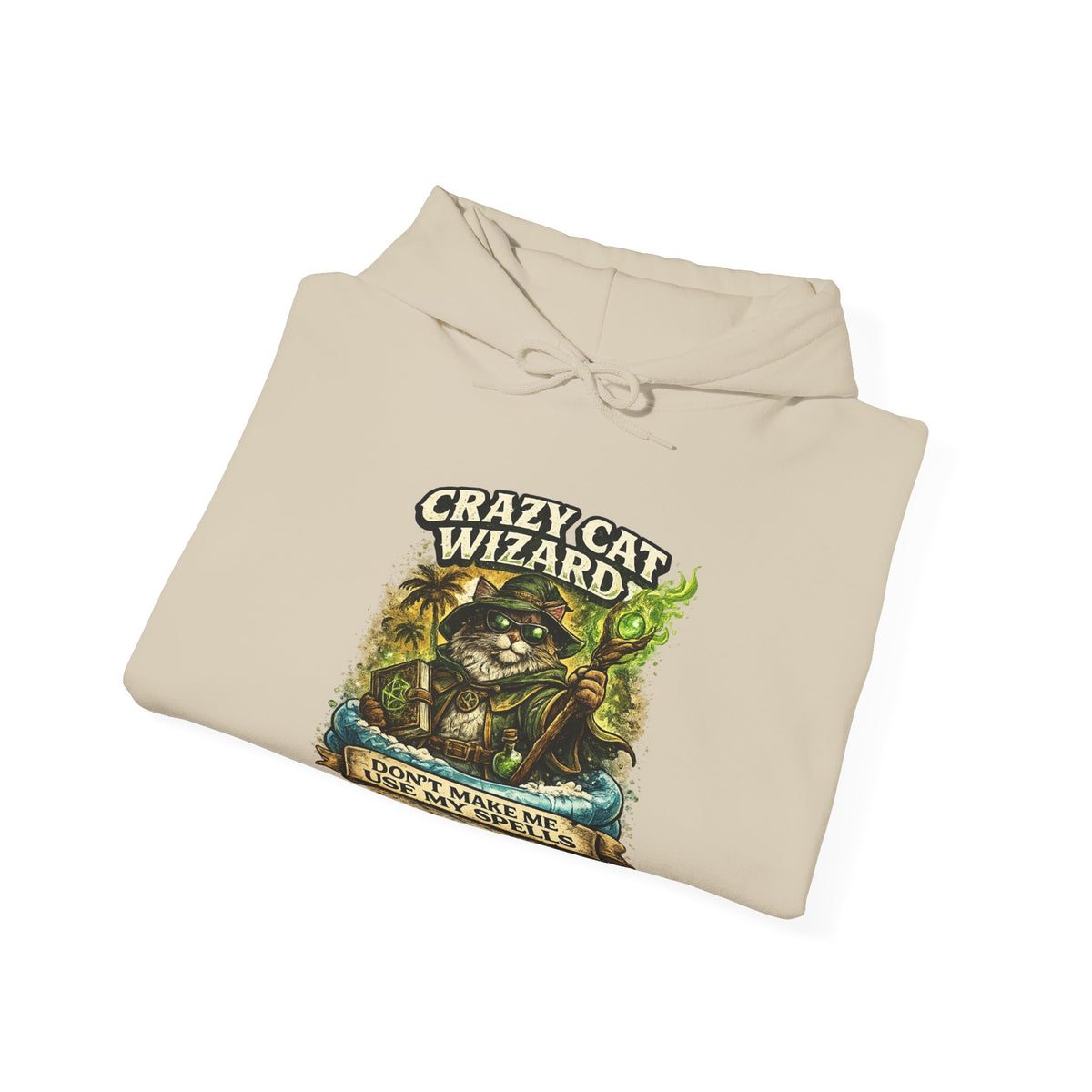 Crazy Cat Wizard Funny Fantasy Magic Hoodie