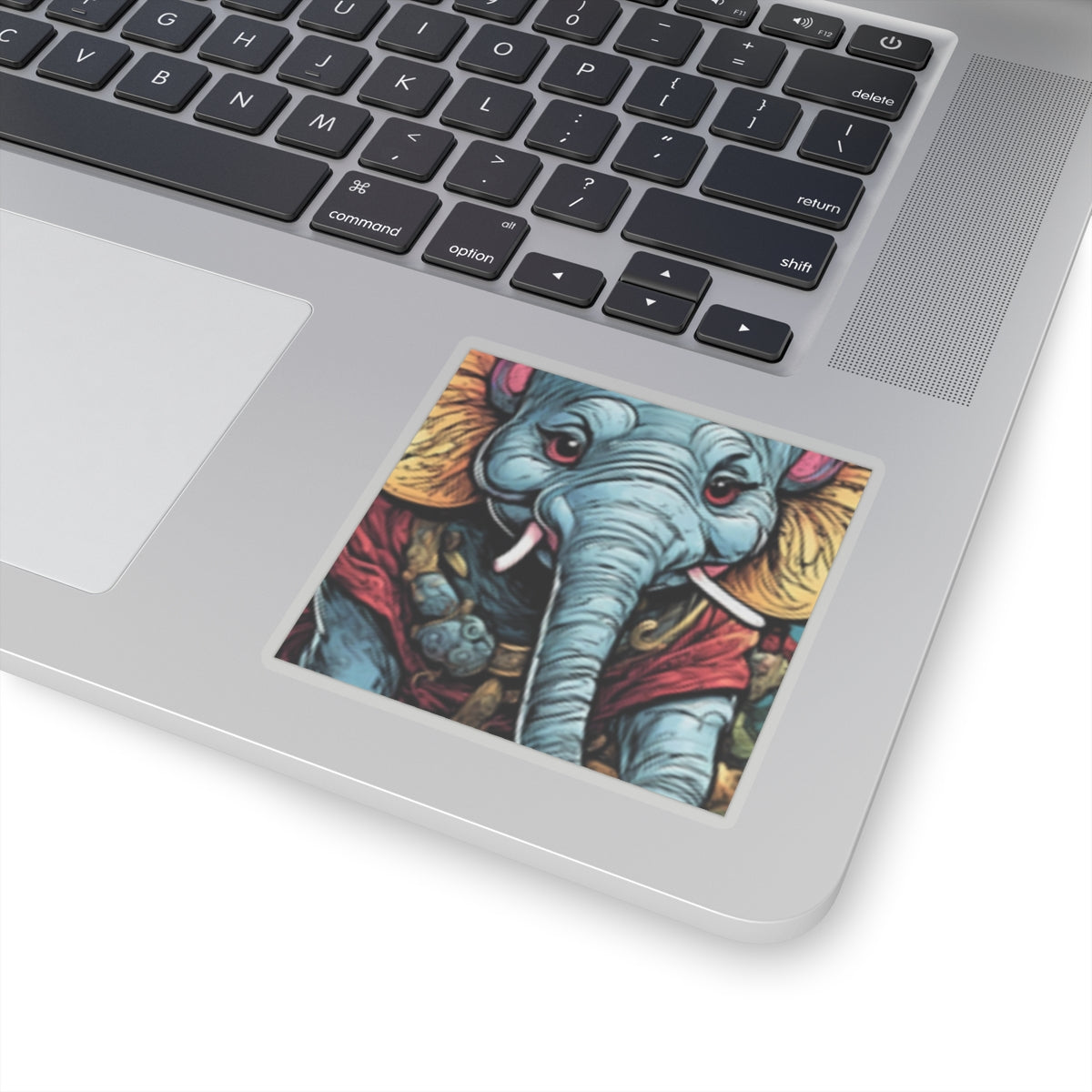 Colorful Elephant Garden Parade Cute Wildlife Animal Art Sticker