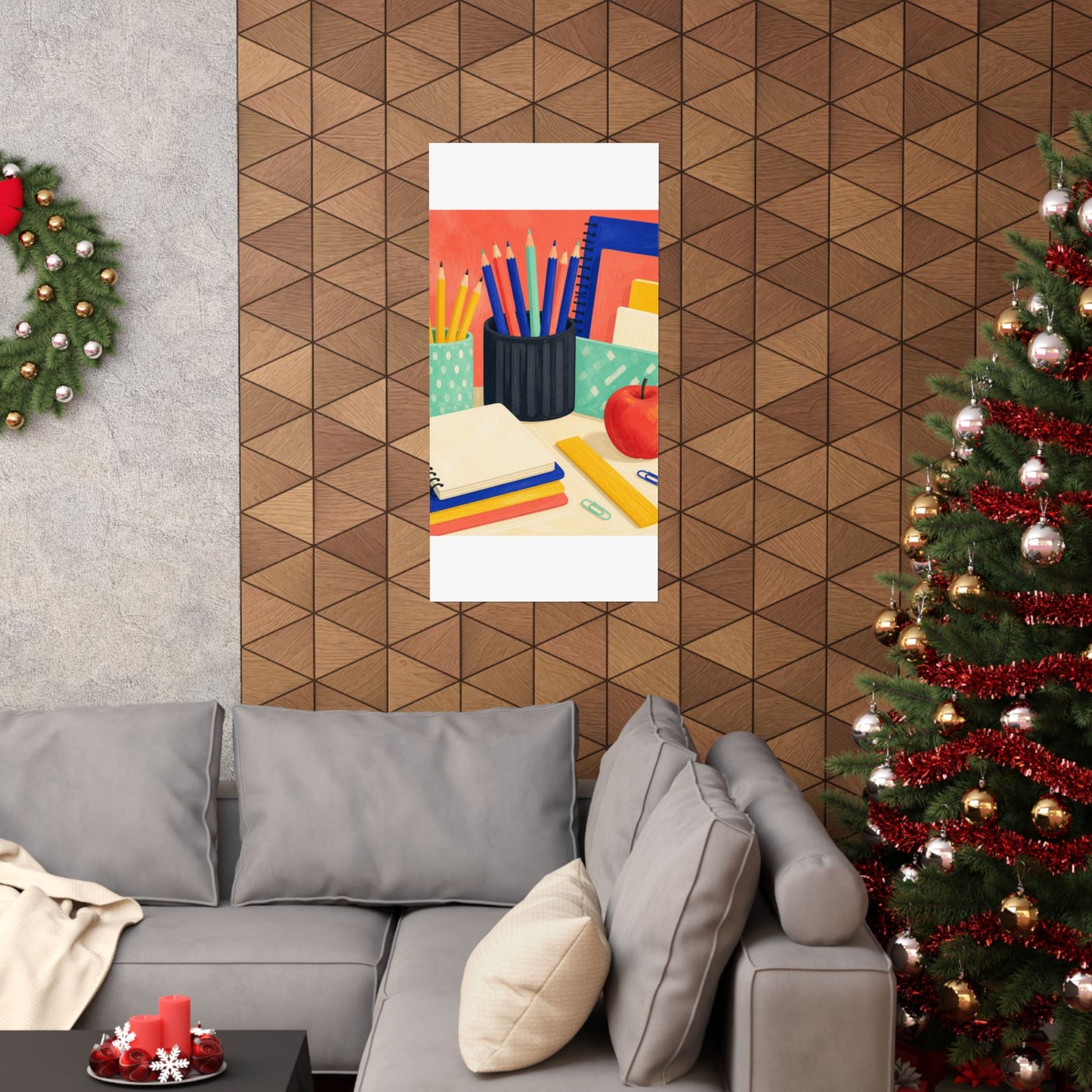 Colorful Teacher Desk Supplies Art Poster
