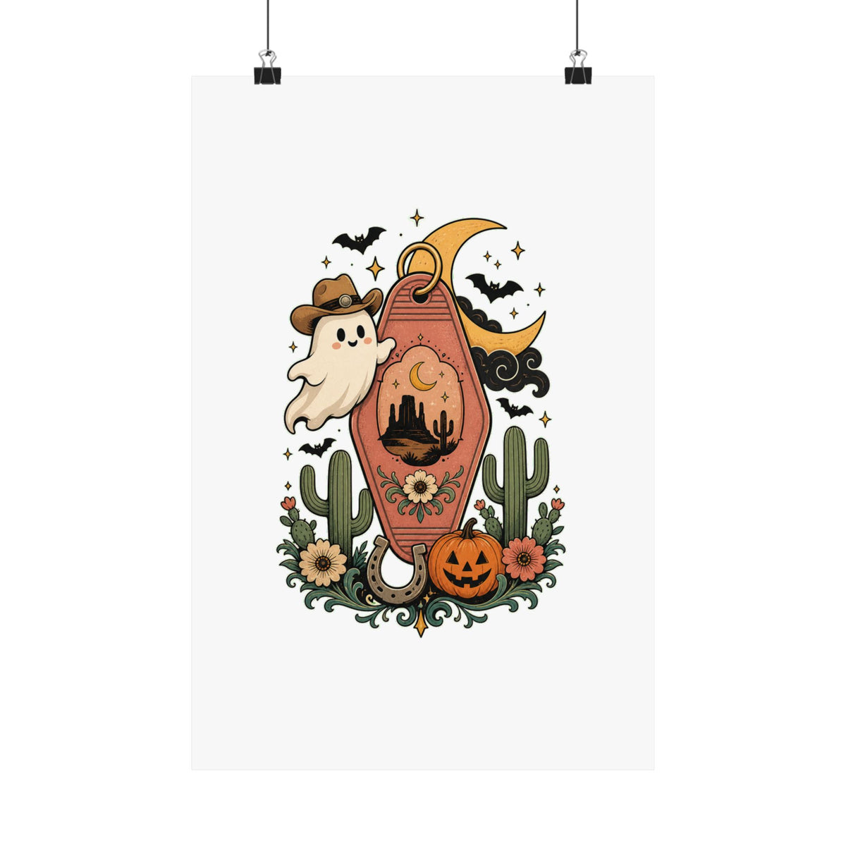 Haunted Desert Keytag Ghost Halloween Poster