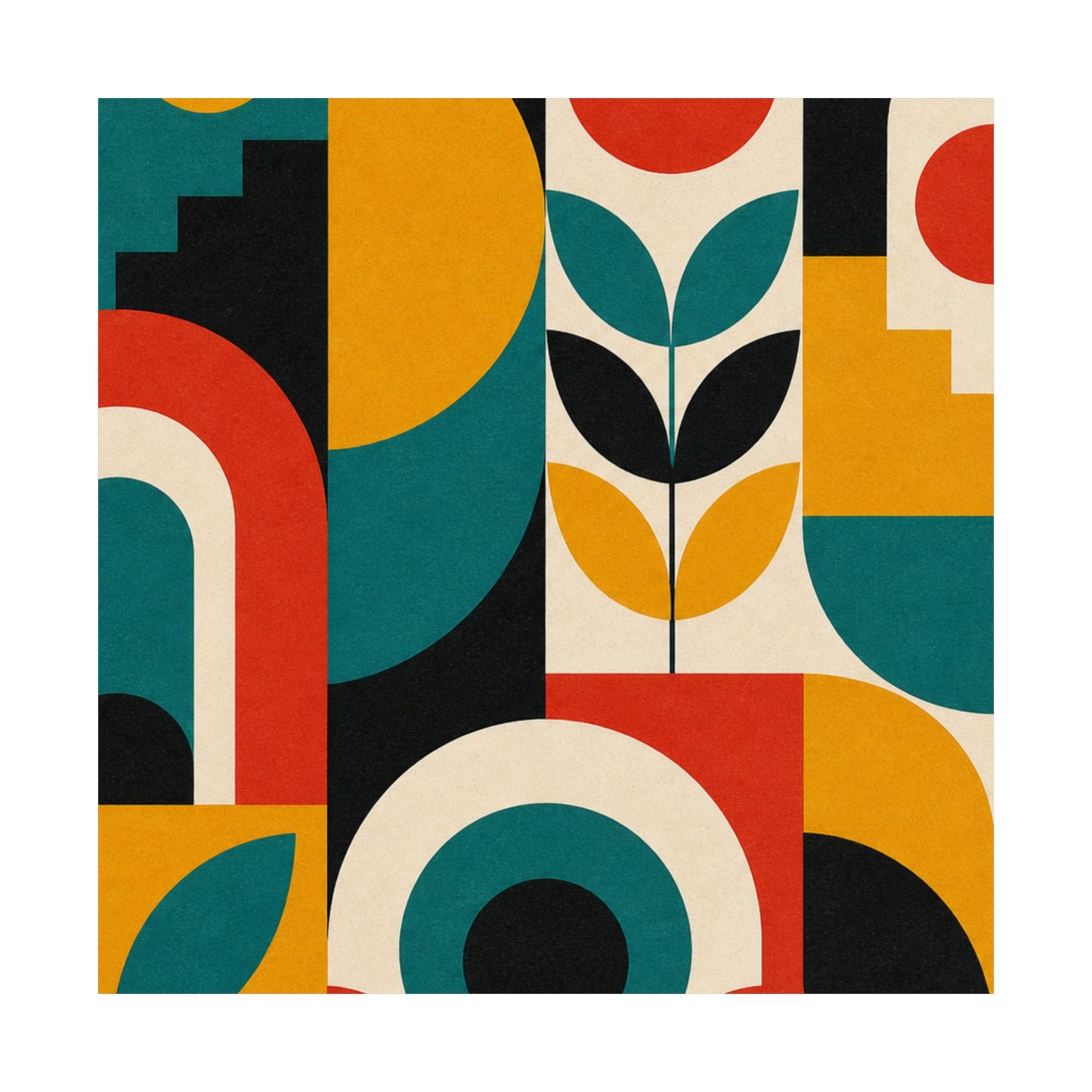 Mid Century Arches Botanical Geometric Abstract Poster