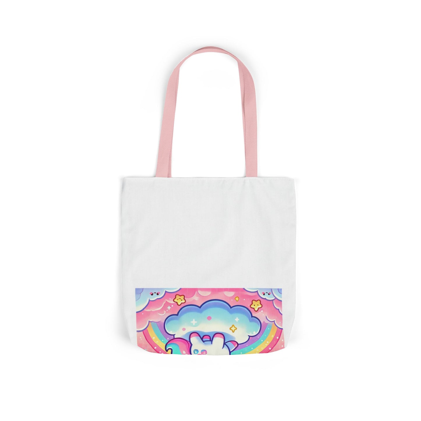 Pastel Rainbow Unicorn Cloud Kawaii Canvas Tote Bag