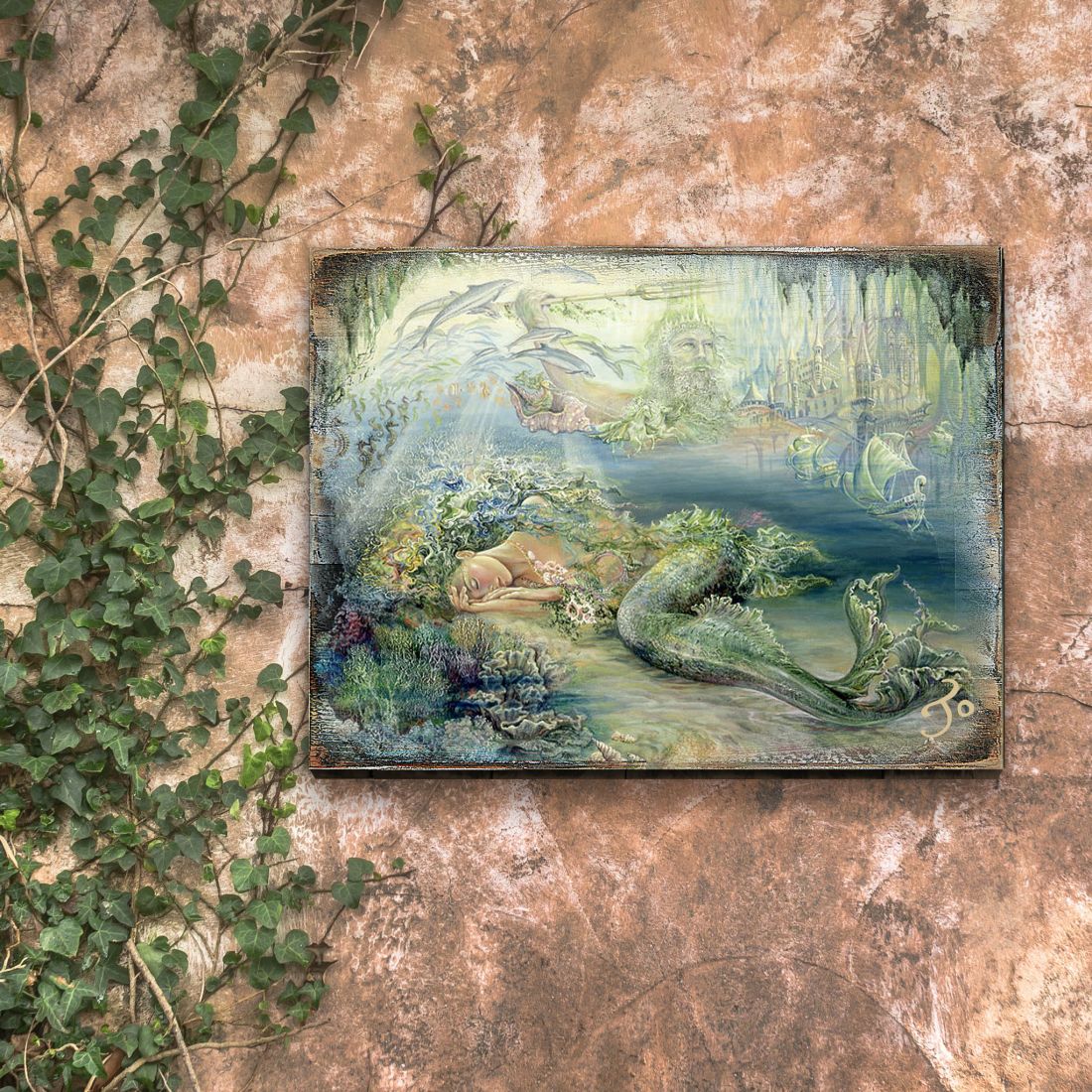 Dreams of Atlantis Fantasy Wooden Wall Art by Josephine Wall - Fantasy Décor - 852114-JW
