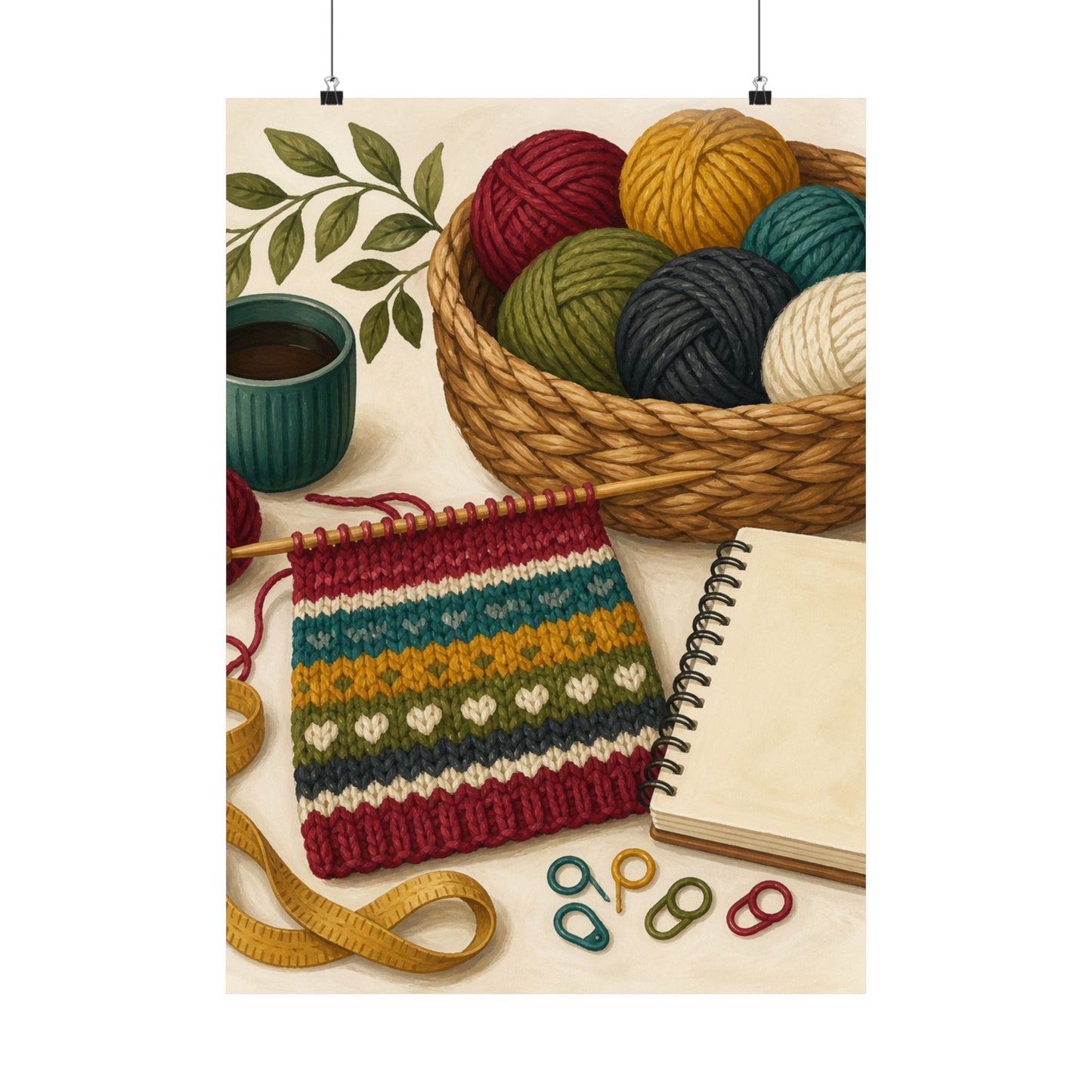 Cozy Knitting and Yarn Hobby Art Poster