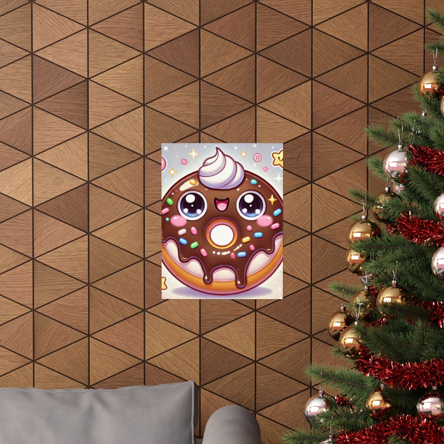 Kawaii Chocolate Donut Cute Dessert Art Poster