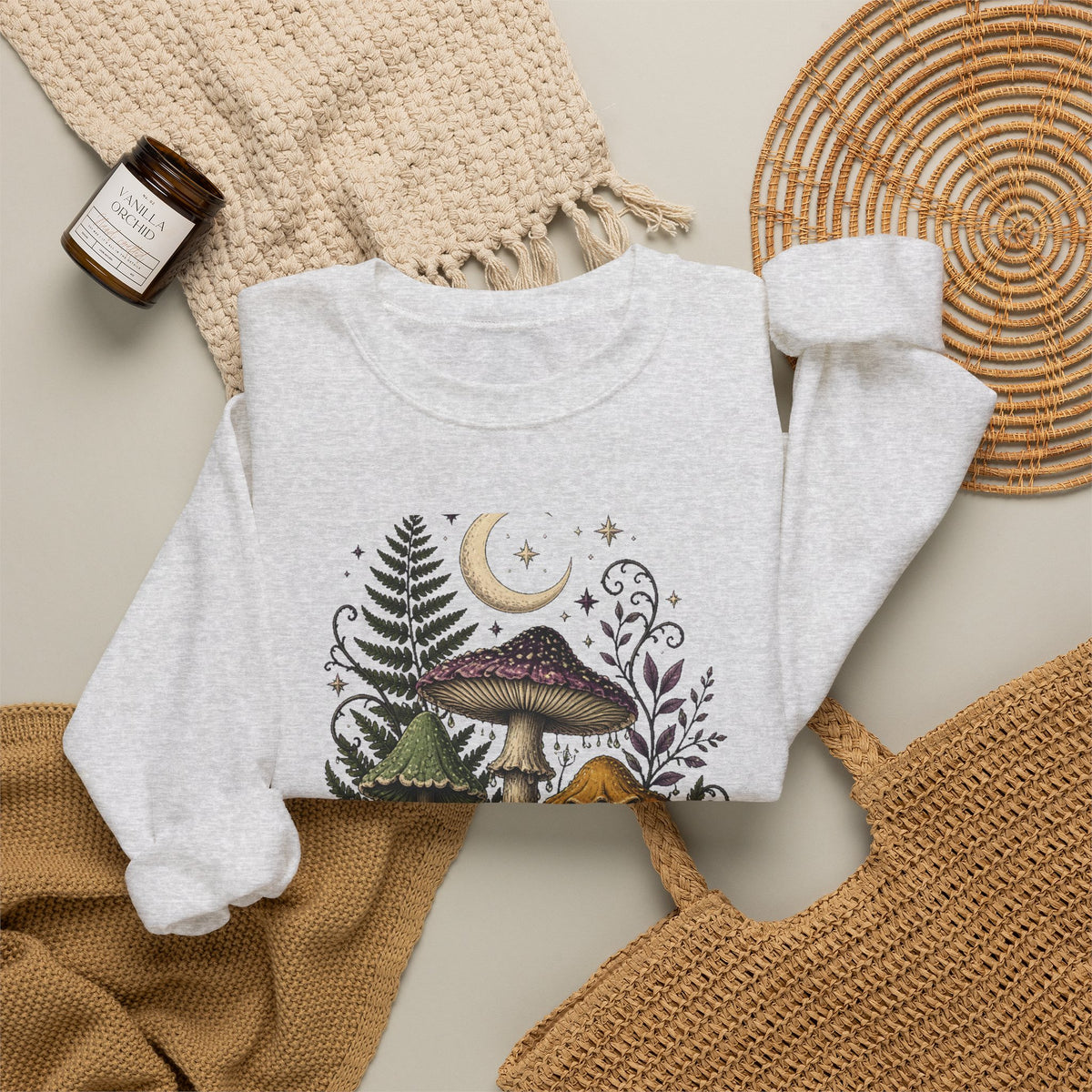 Midnight Mushroom Field Notes Botanical Mushroom Sweatshirt