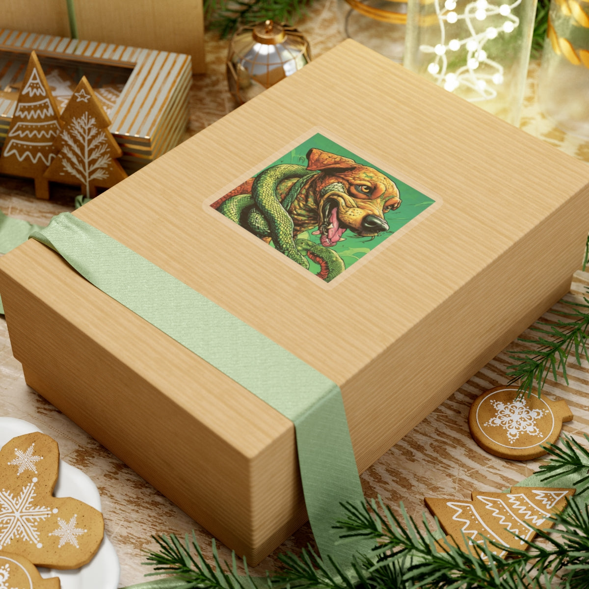 Serpent Guardian Dog Bold Fantasy Creature Sticker