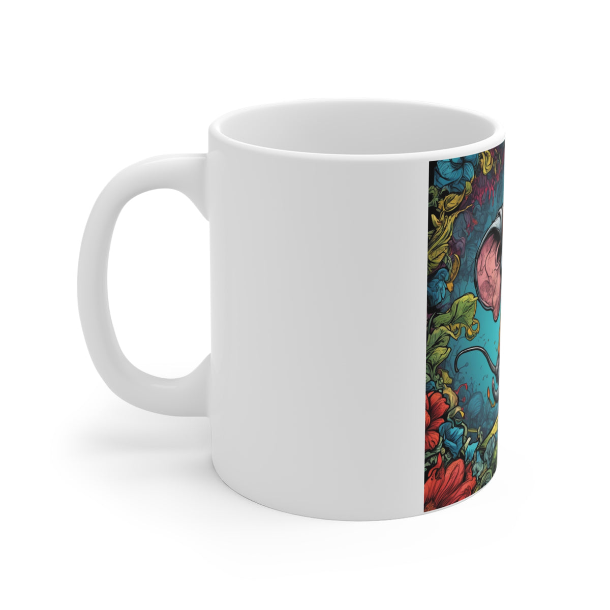 Colorful Storybook Elephant Floral Garden Coffee Mug