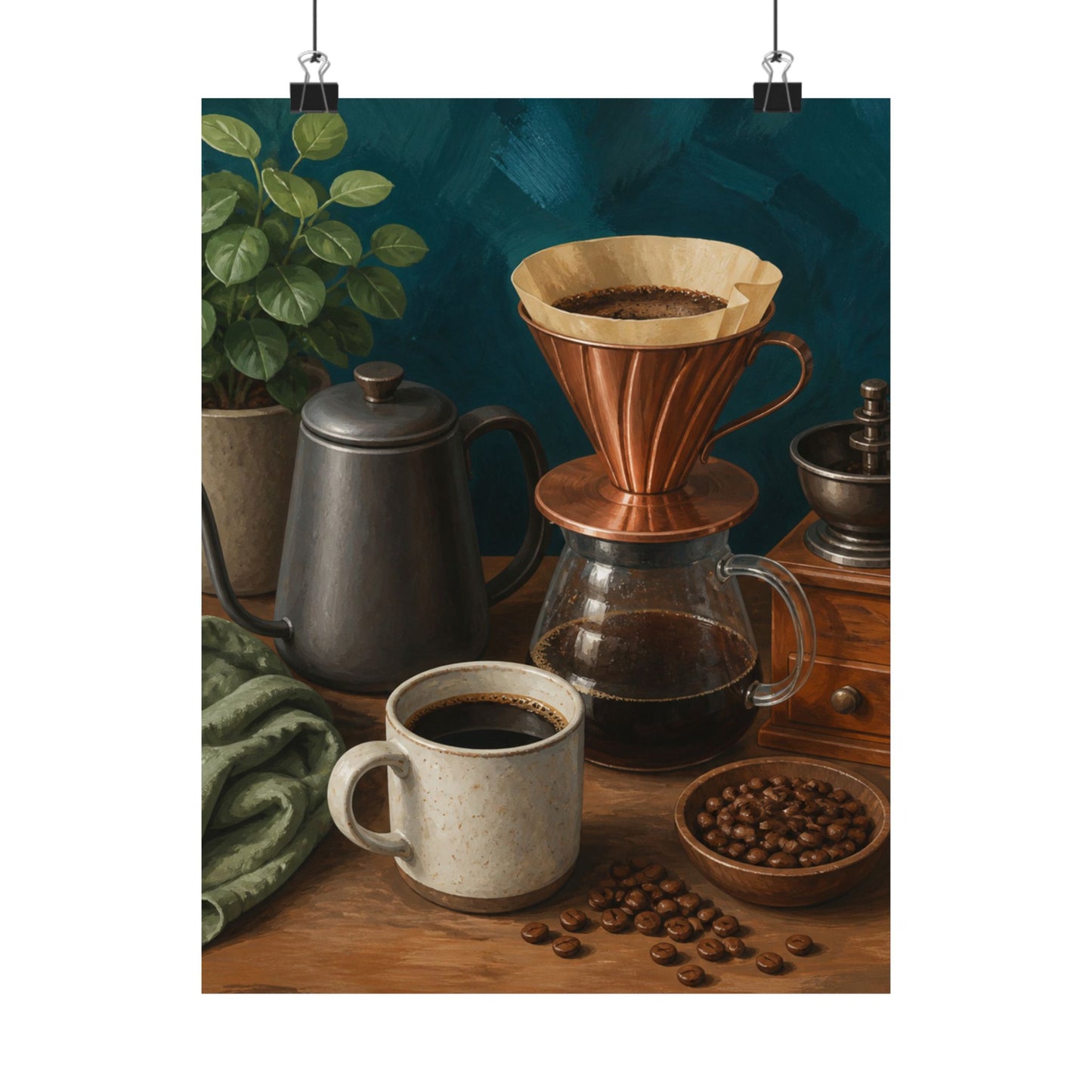Warm Home Coffee Brewing Art Poster