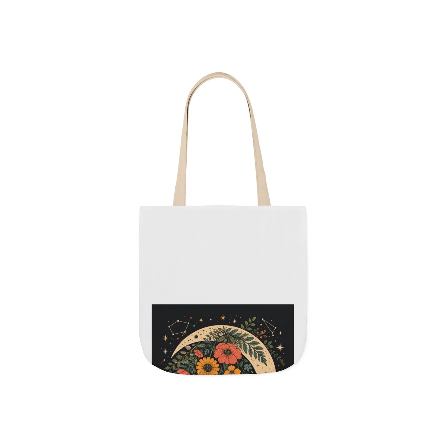 Celestial Wildflower Crescent Moon Botanical Tote Bag