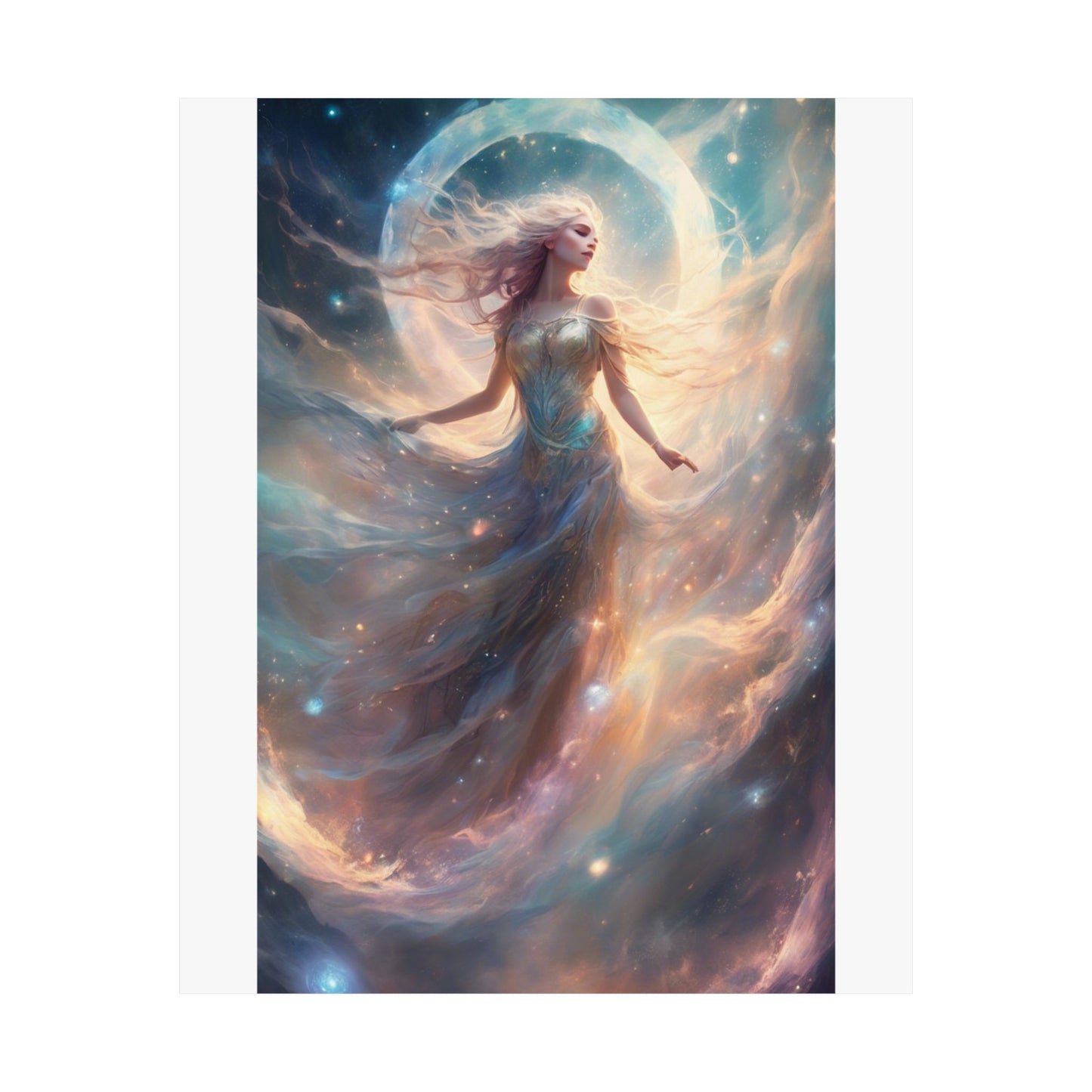 Moonlit Celestial Dancer Fantasy Portrait Poster