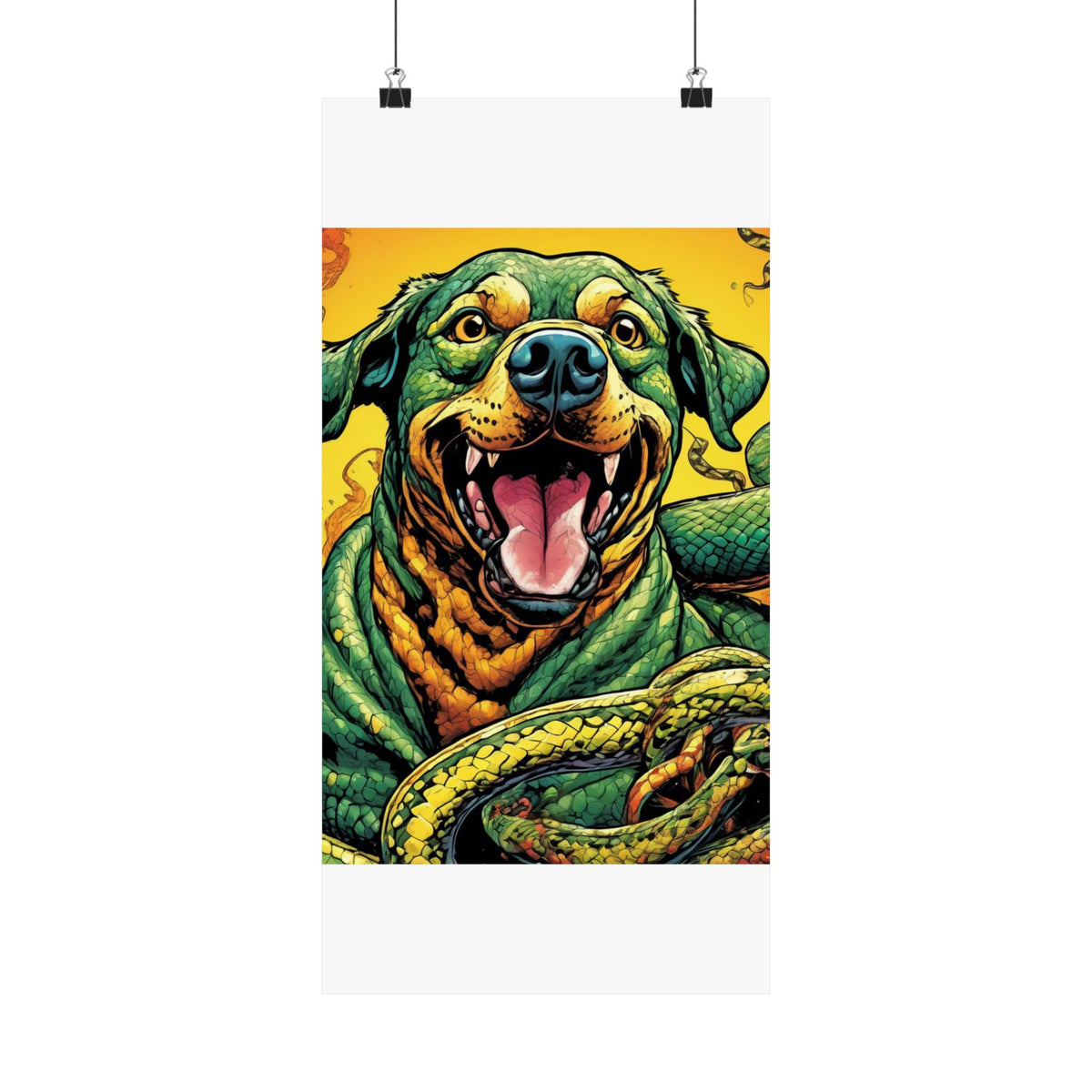 Surreal Serpent Hound Dark Fantasy Wall Art Poster