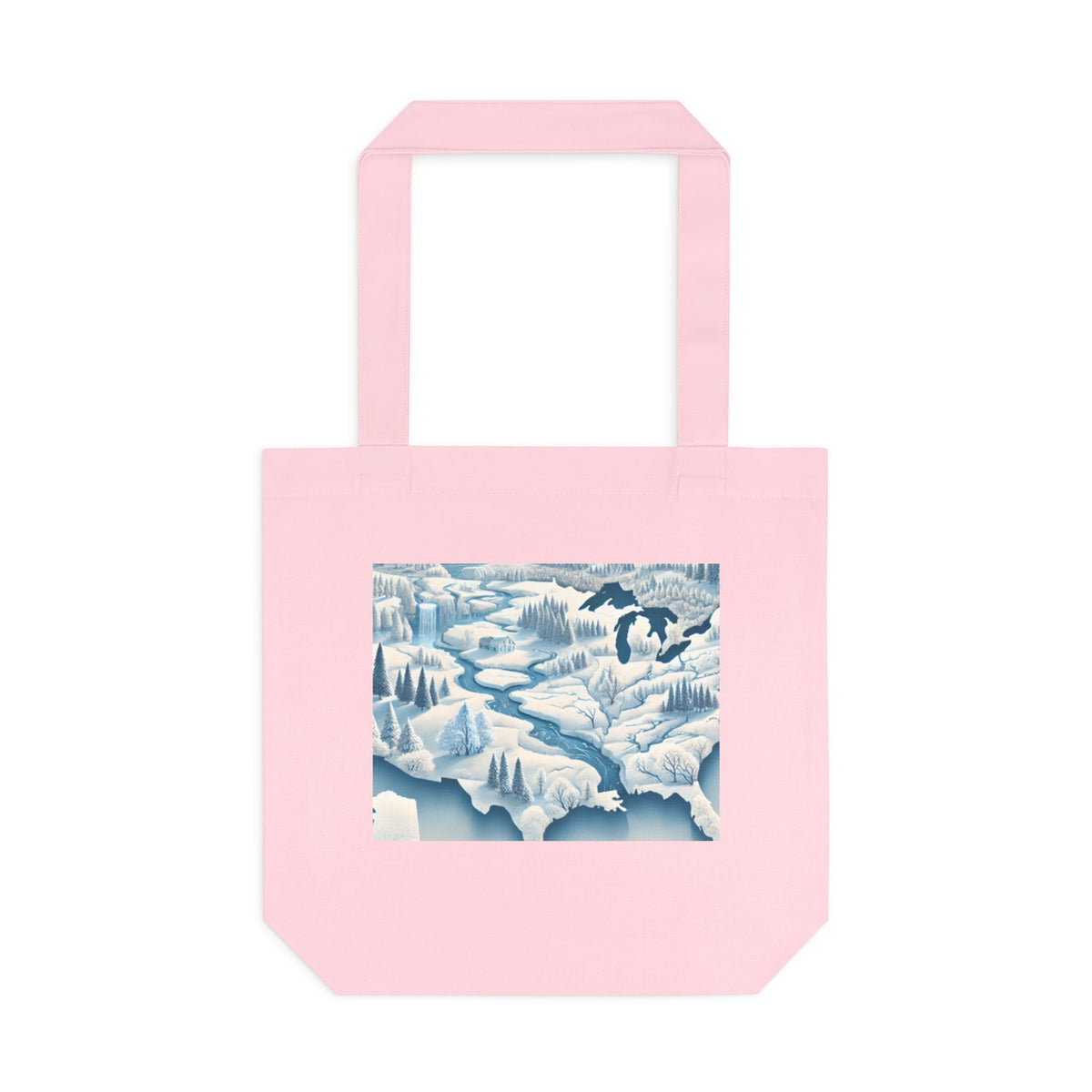 Winter USA Dreamscape Snowy Map Tote Bag Geography Travel Gift
