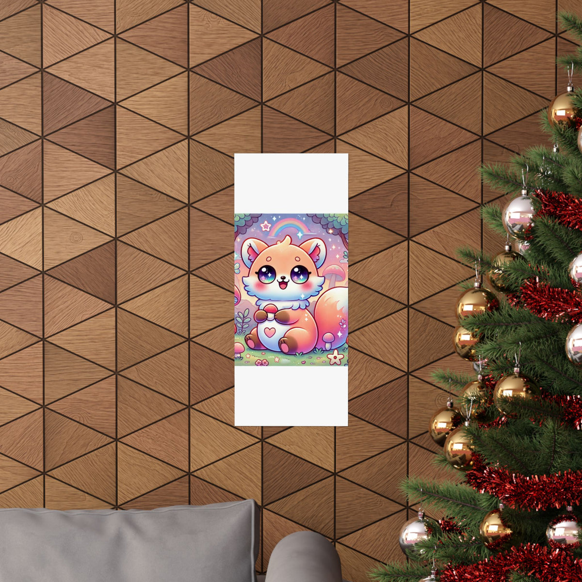 Pastel Woodland Fox Mushroom Kawaii Wall Art Poster