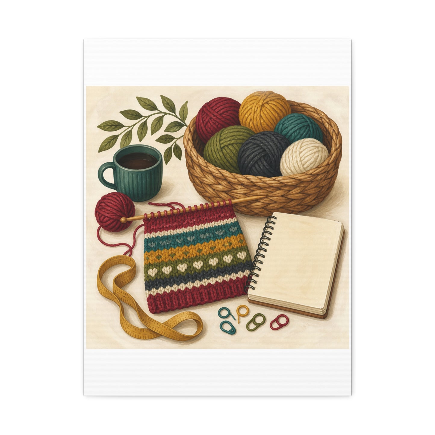 Cozy Knitting and Yarn Hobby Art Canvas Art