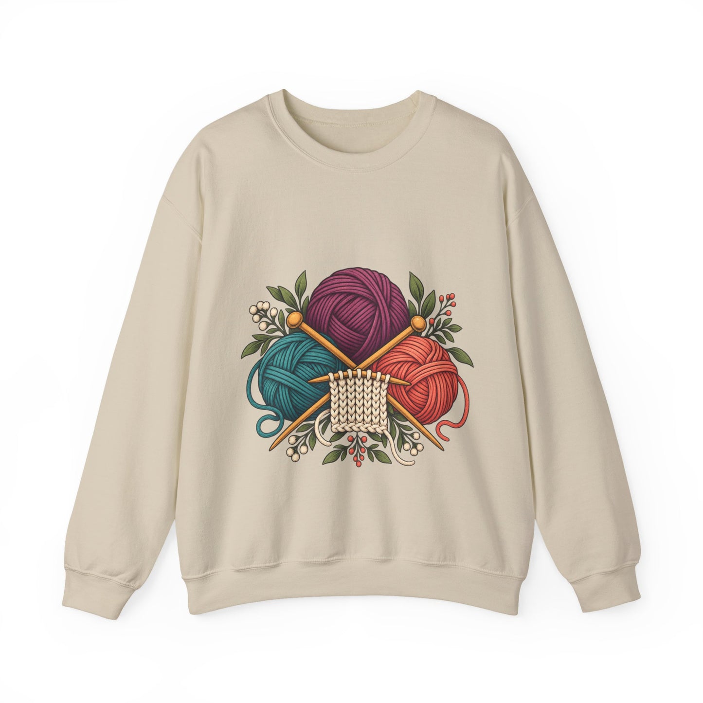 Retro Yarn and Knitting Botanical Art Sweatshirt