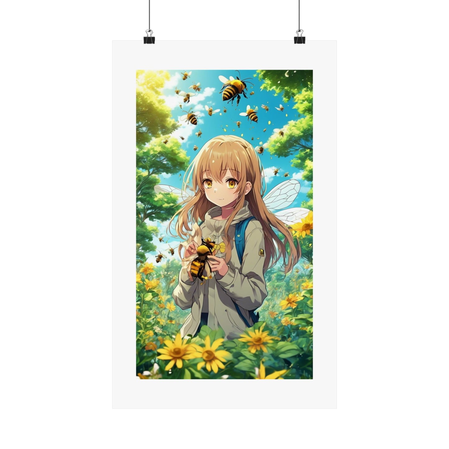 Bee Fairy Garden Anime Nature Art Poster
