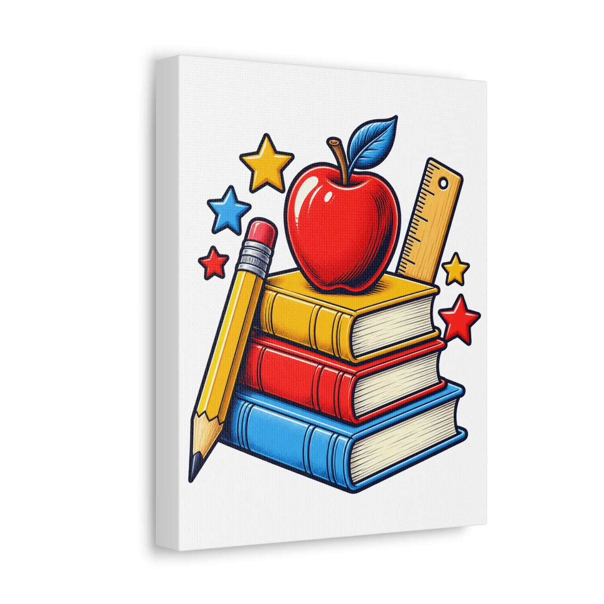 Retro School Books Apple Teacher Appreciation Canvas Art