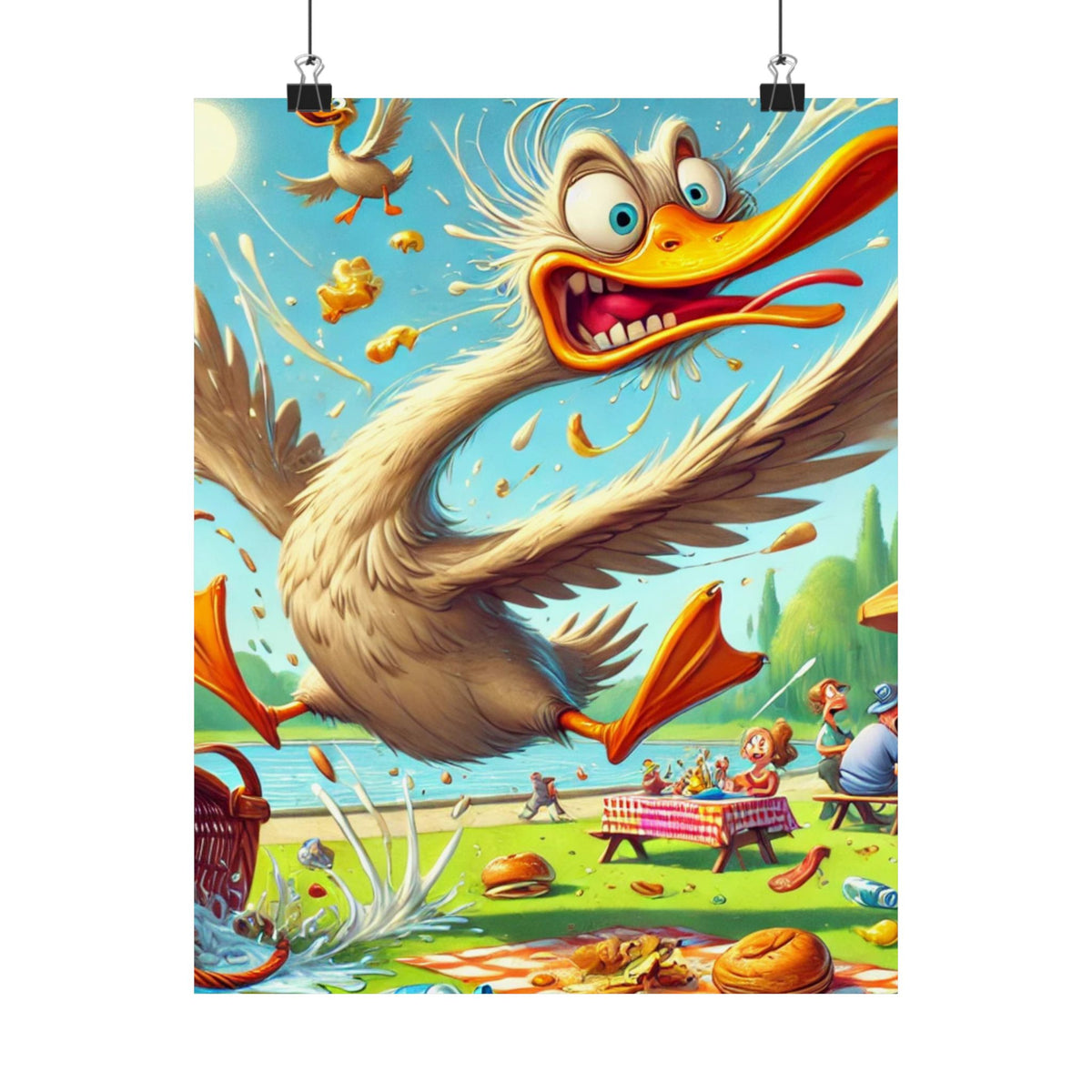 Chaotic Picnic Duck Funny Summer Wall Art Poster