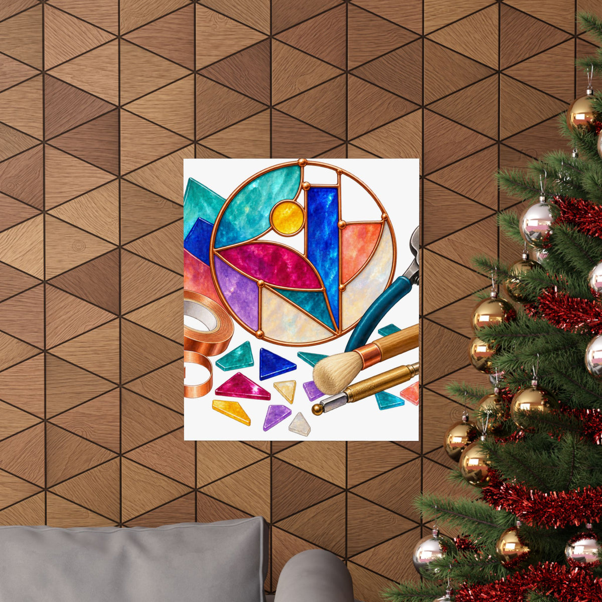 Abstract Stained Glass Suncatcher Workshop Poster