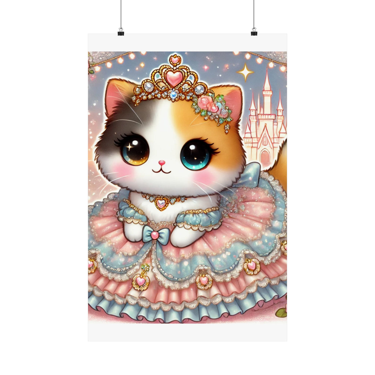Pastel Princess Calico Cat Fantasy Wall Art Poster