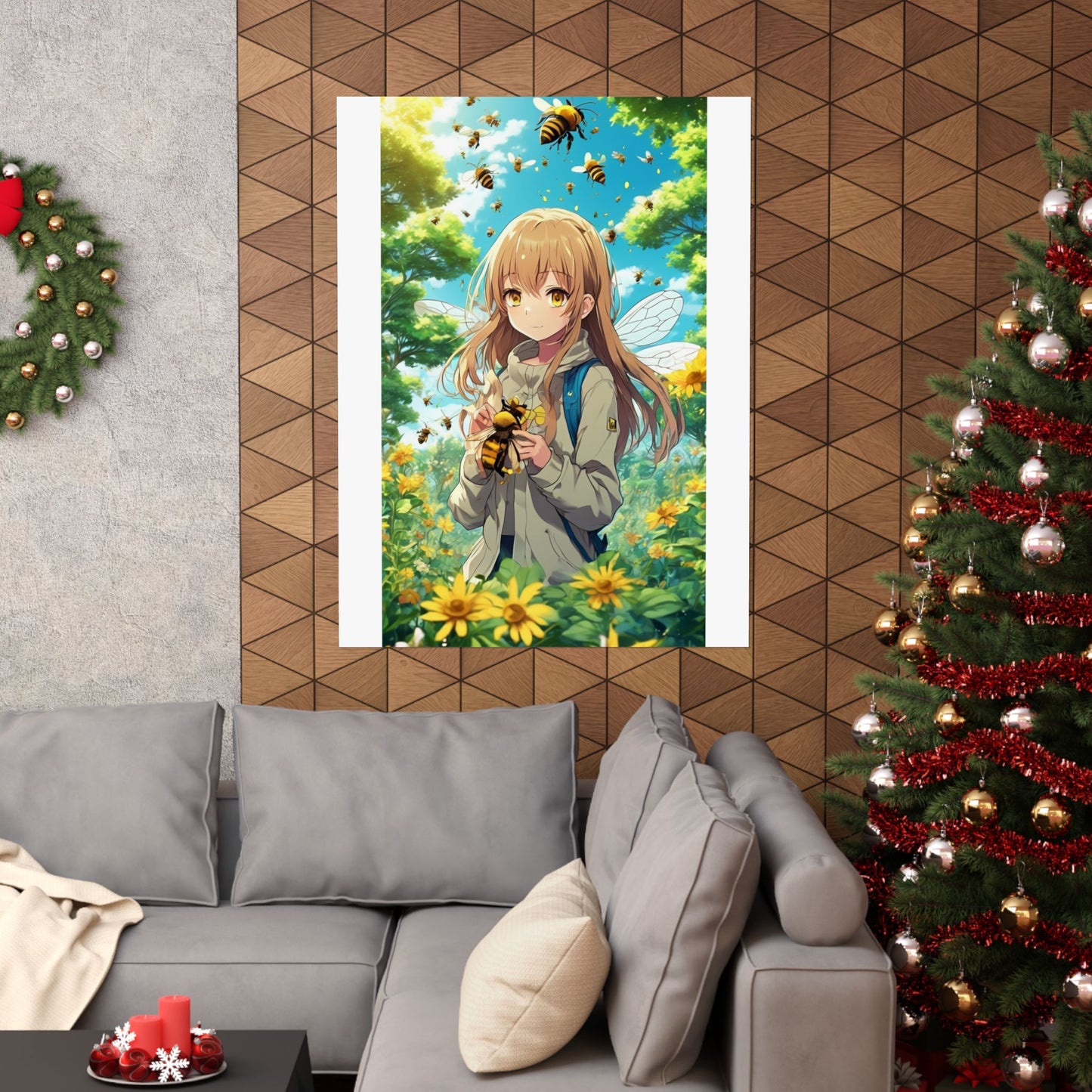 Bee Fairy Garden Anime Nature Art Poster