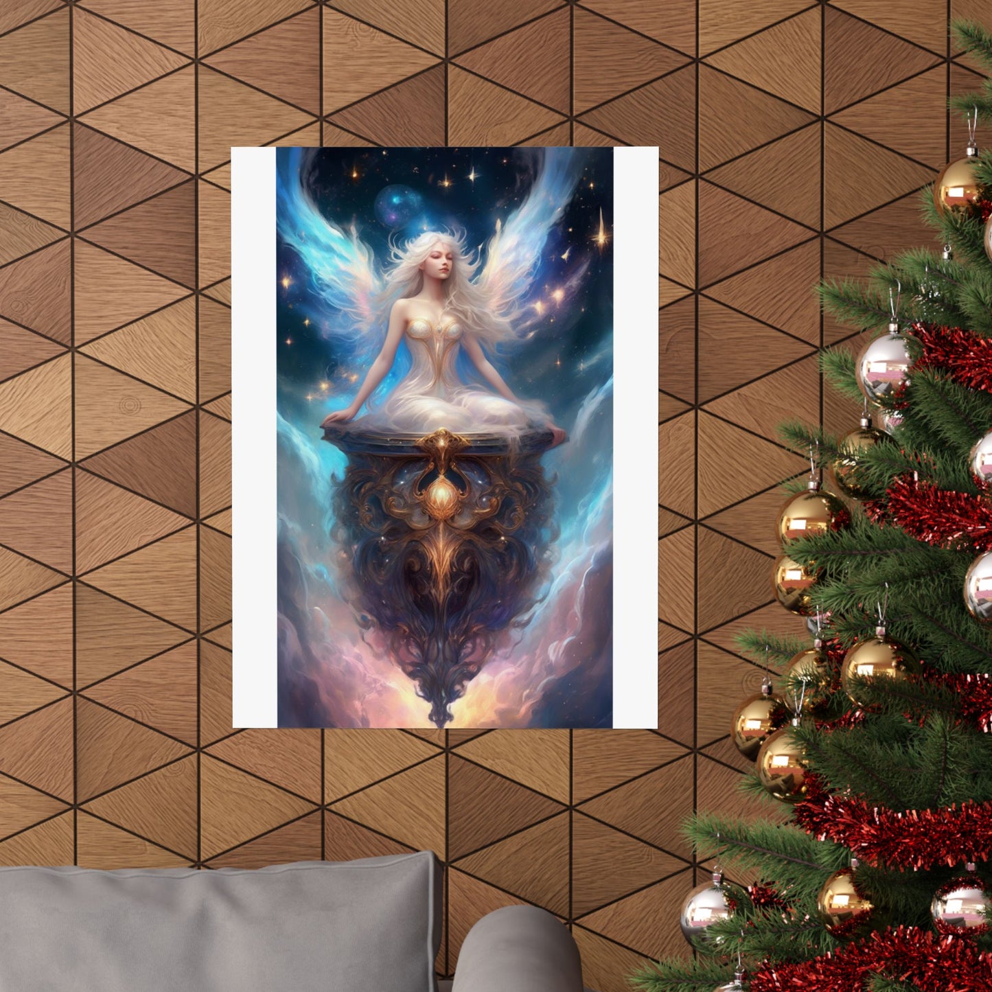 Celestial Winged Meditation Fantasy Portrait Poster