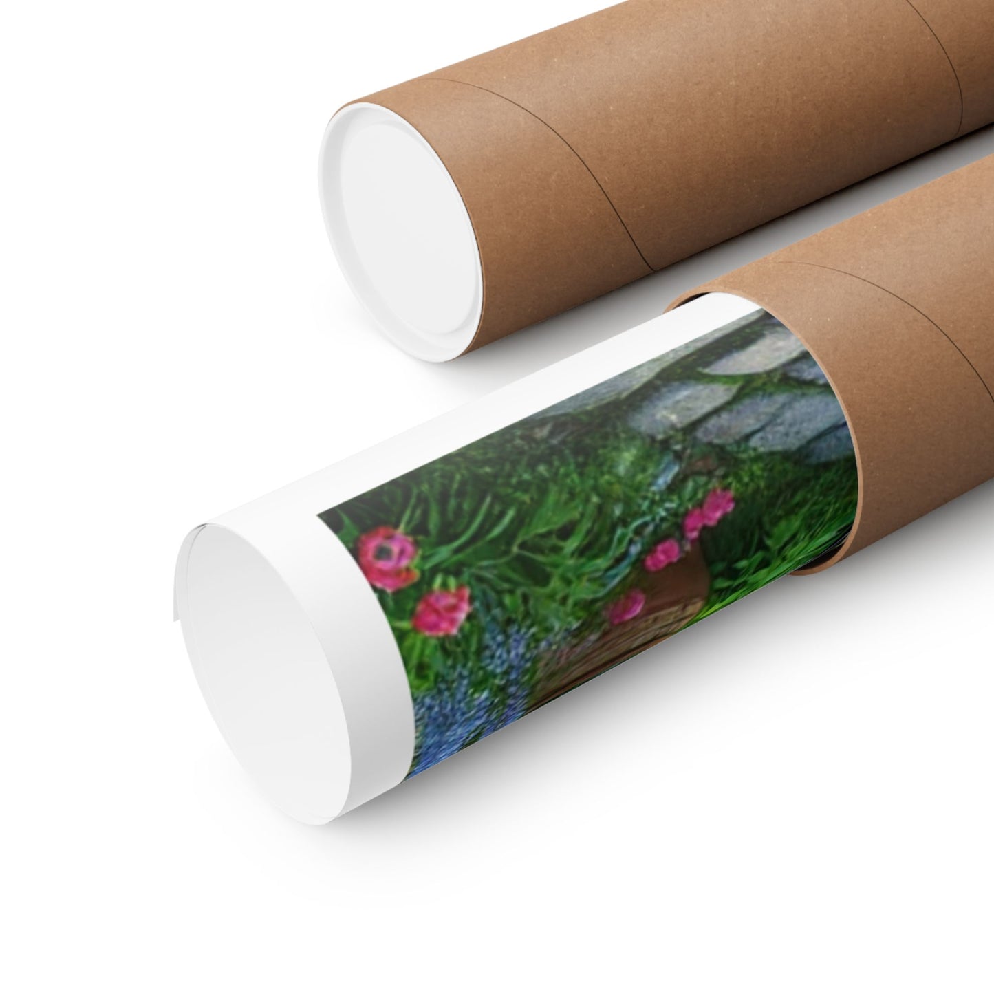 Sunlit Spring Flower Garden Bench Poster