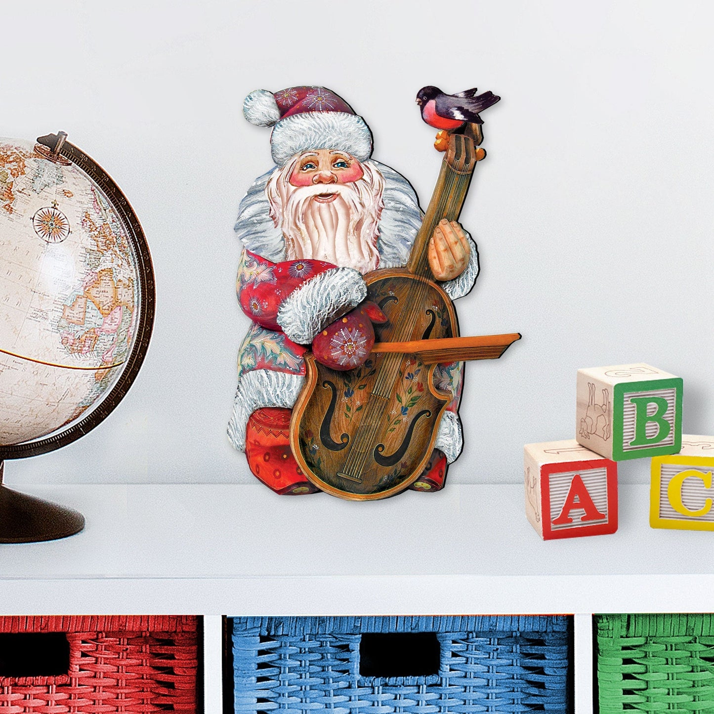 Violin Santa Christmas Door Decor by G. DeBrekht - Christmas Santa Snowman Decor - 8116210H