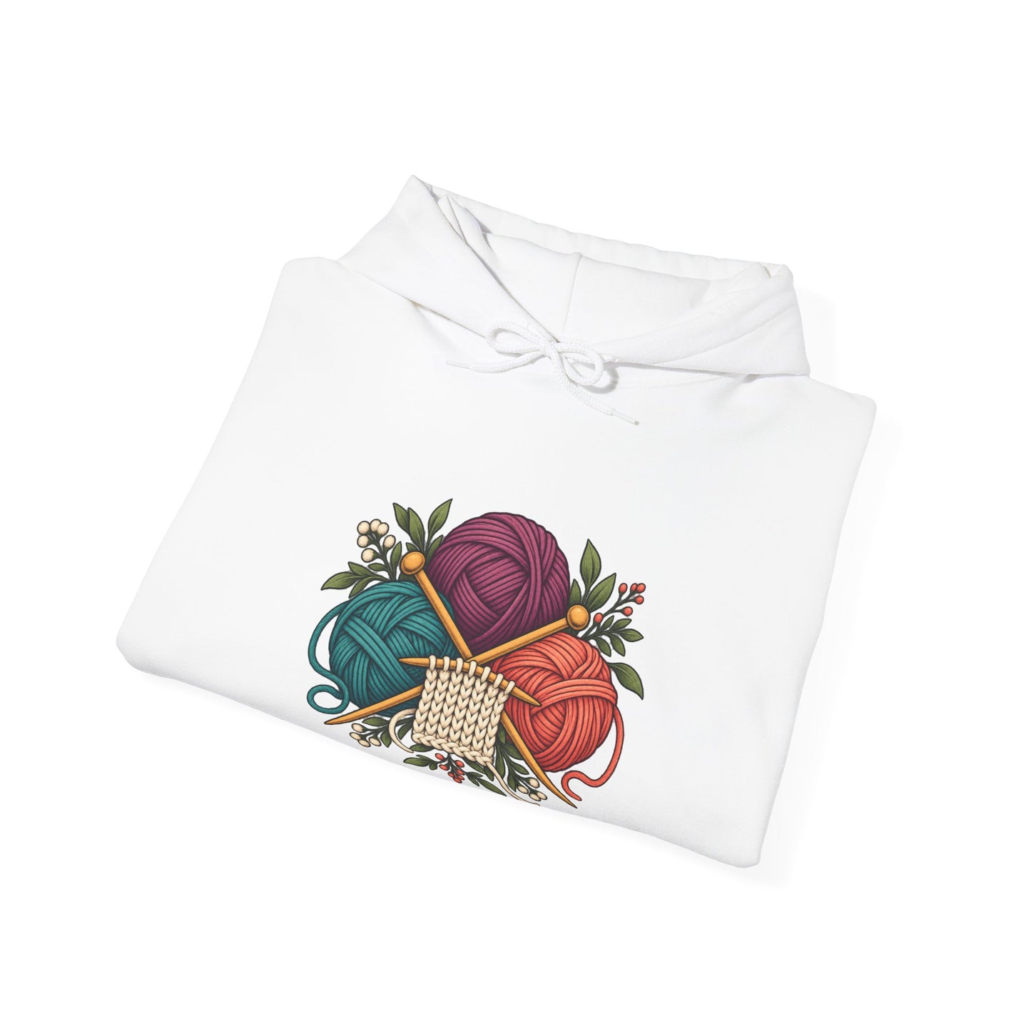 Retro Yarn and Knitting Botanical Art Hoodie