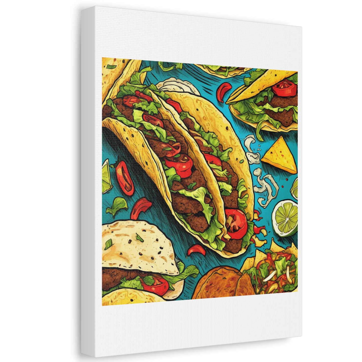 Taco Party Pattern Foodie Gift Art Canvas