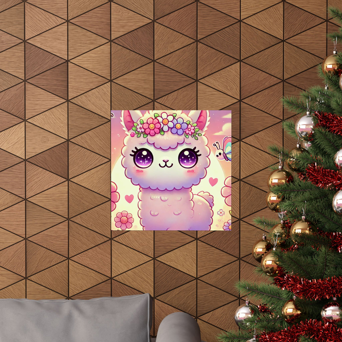 Pastel Floral Alpaca Garden Kawaii Wall Art Poster