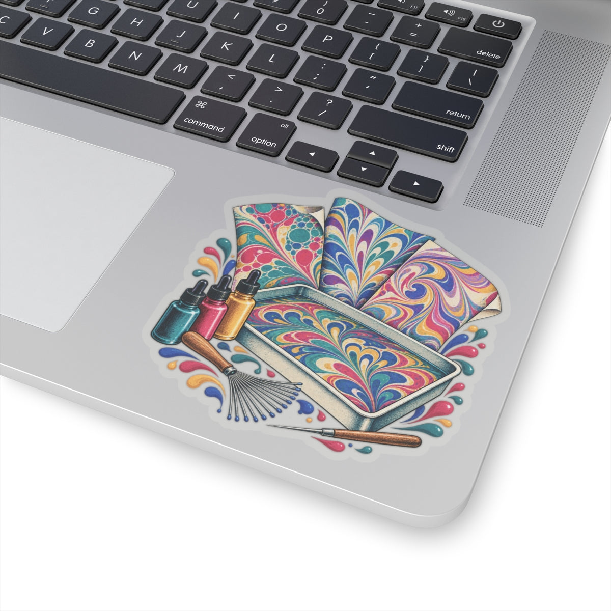 Colorful Paper Marbling Workshop Sticker