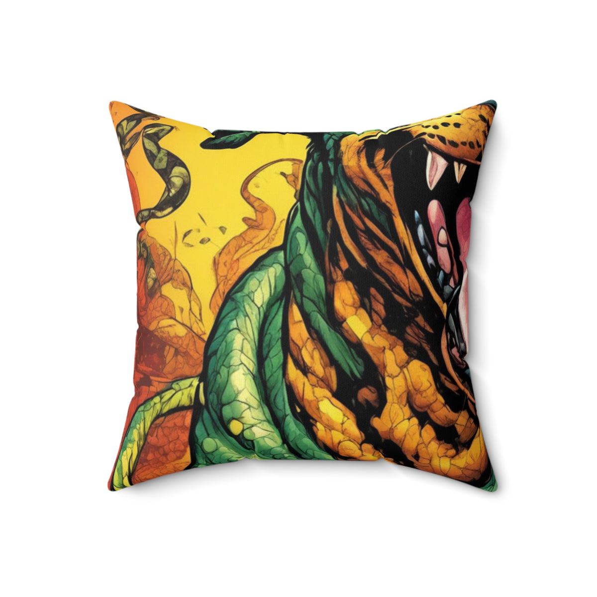 Surreal Serpent Hound Dark Fantasy Decorative Pillow