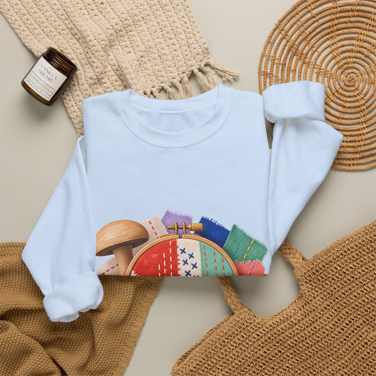 Colorful Visible Mending Workshop Sweatshirt