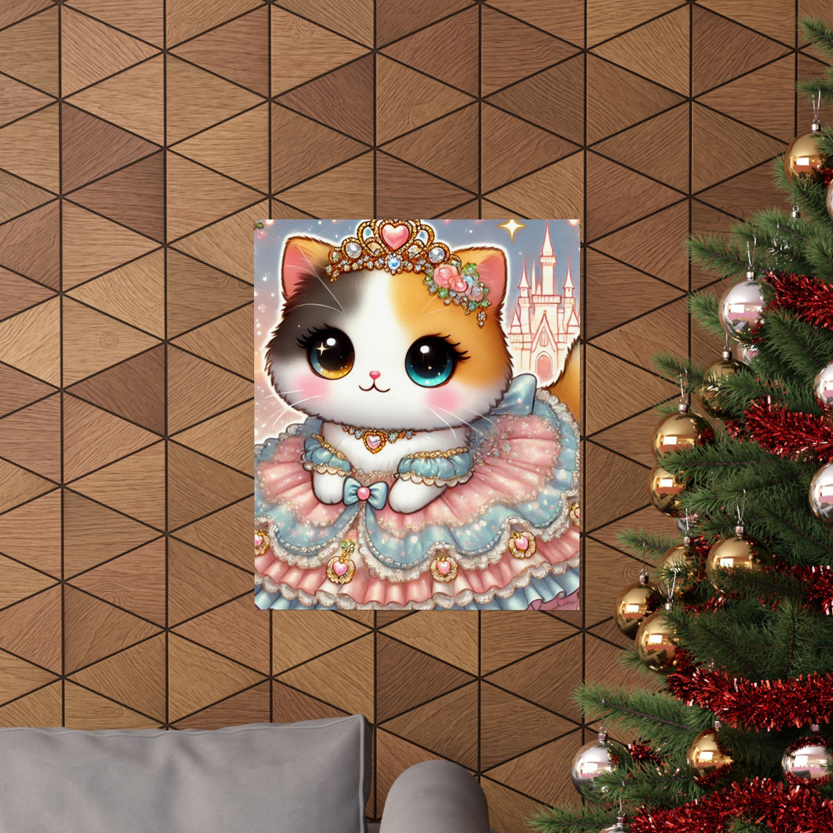Pastel Princess Calico Cat Fantasy Wall Art Poster