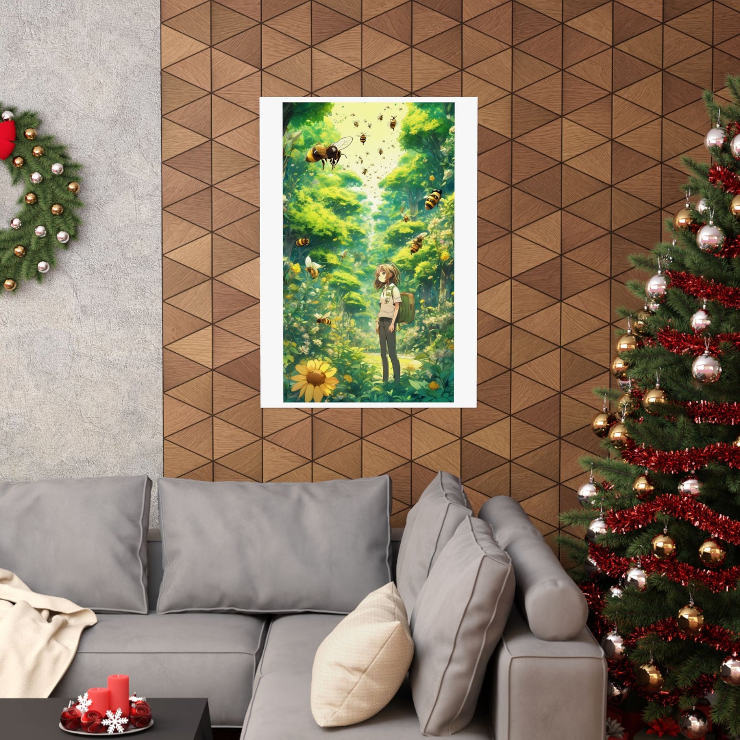 Bee Garden Explorer Anime Nature Art Poster
