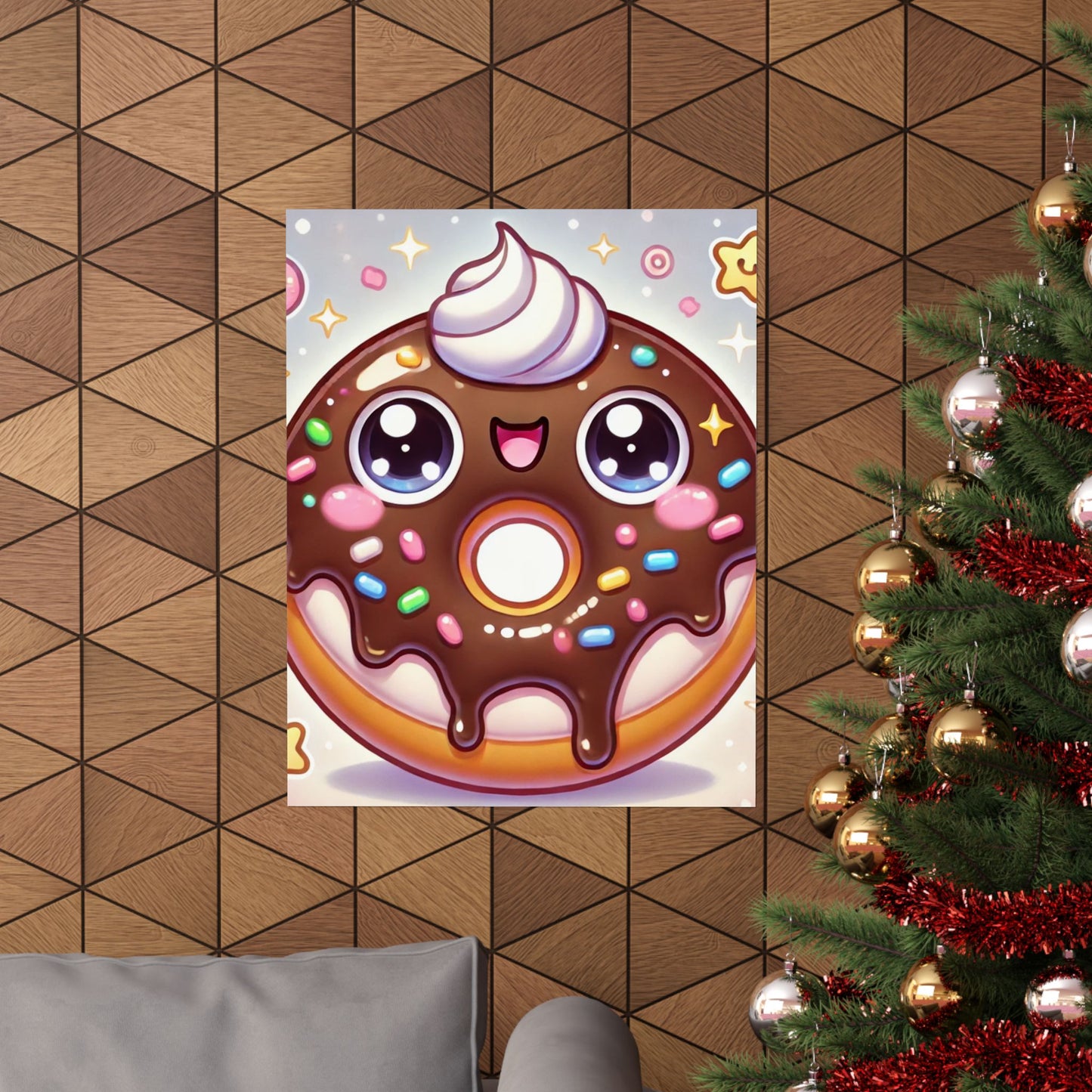 Kawaii Chocolate Donut Cute Dessert Art Poster