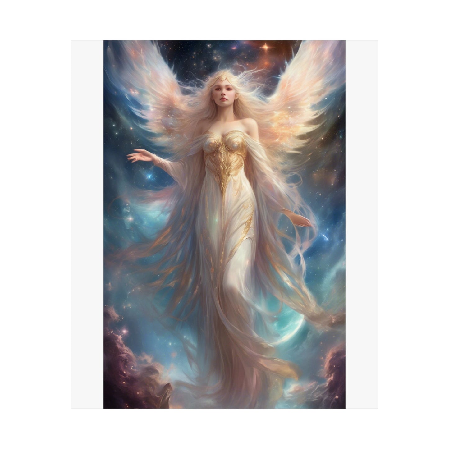 Celestial Winged Heroine Fantasy Portrait Poster
