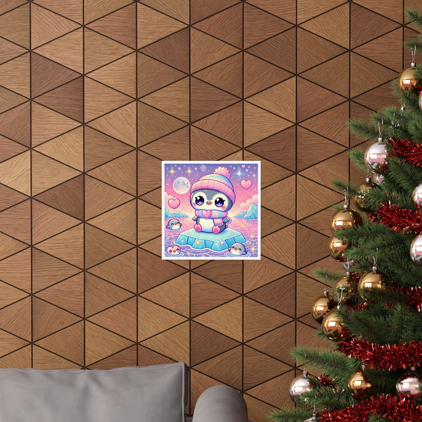 Cute Winter Penguin Ice Floe Kawaii Art Poster