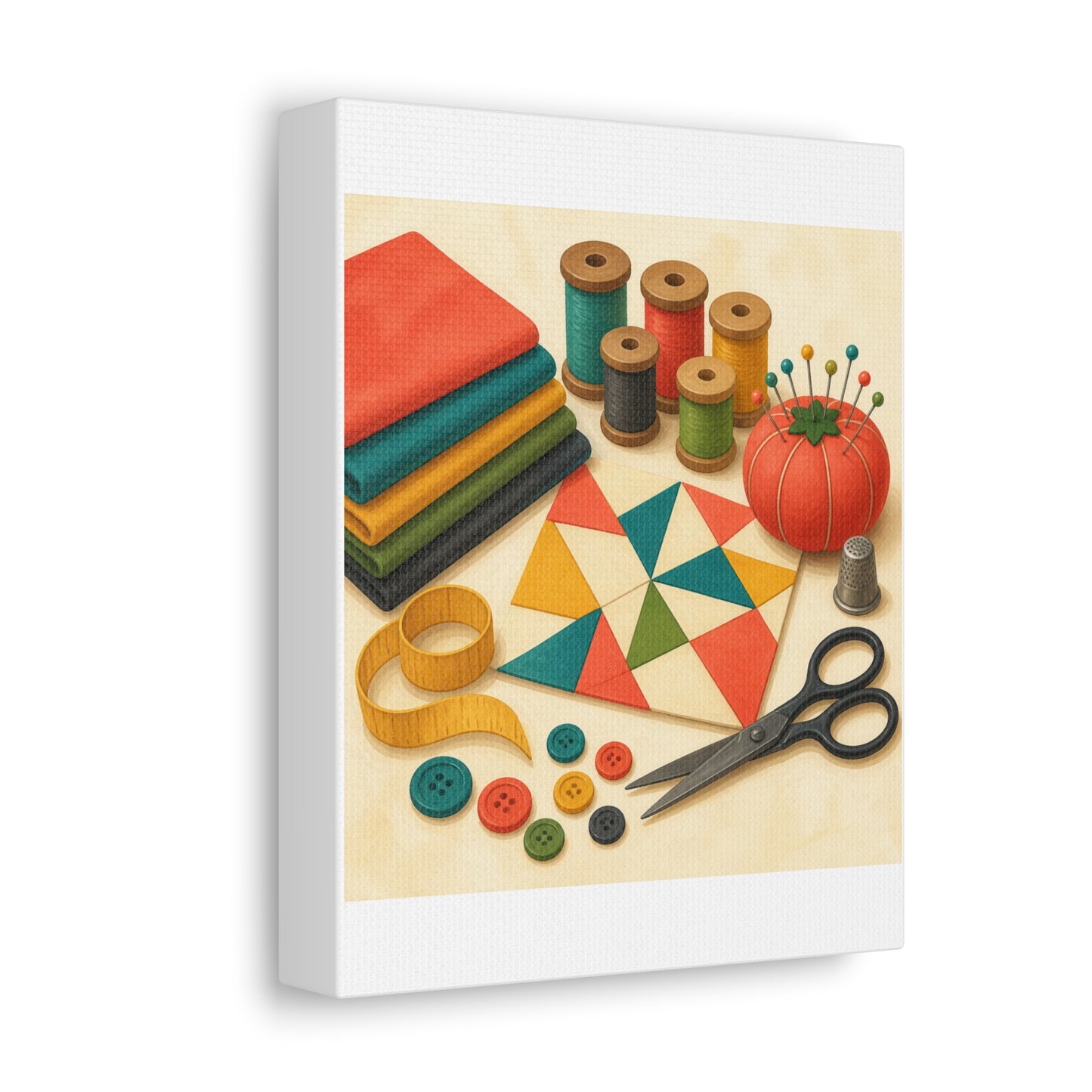 Colorful Sewing and Quilting Hobby Canvas Art