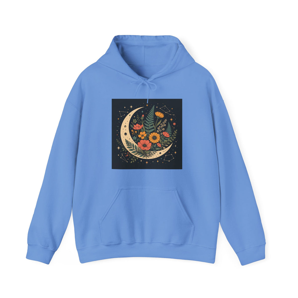 Celestial Wildflower Crescent Moon Botanical Hoodie