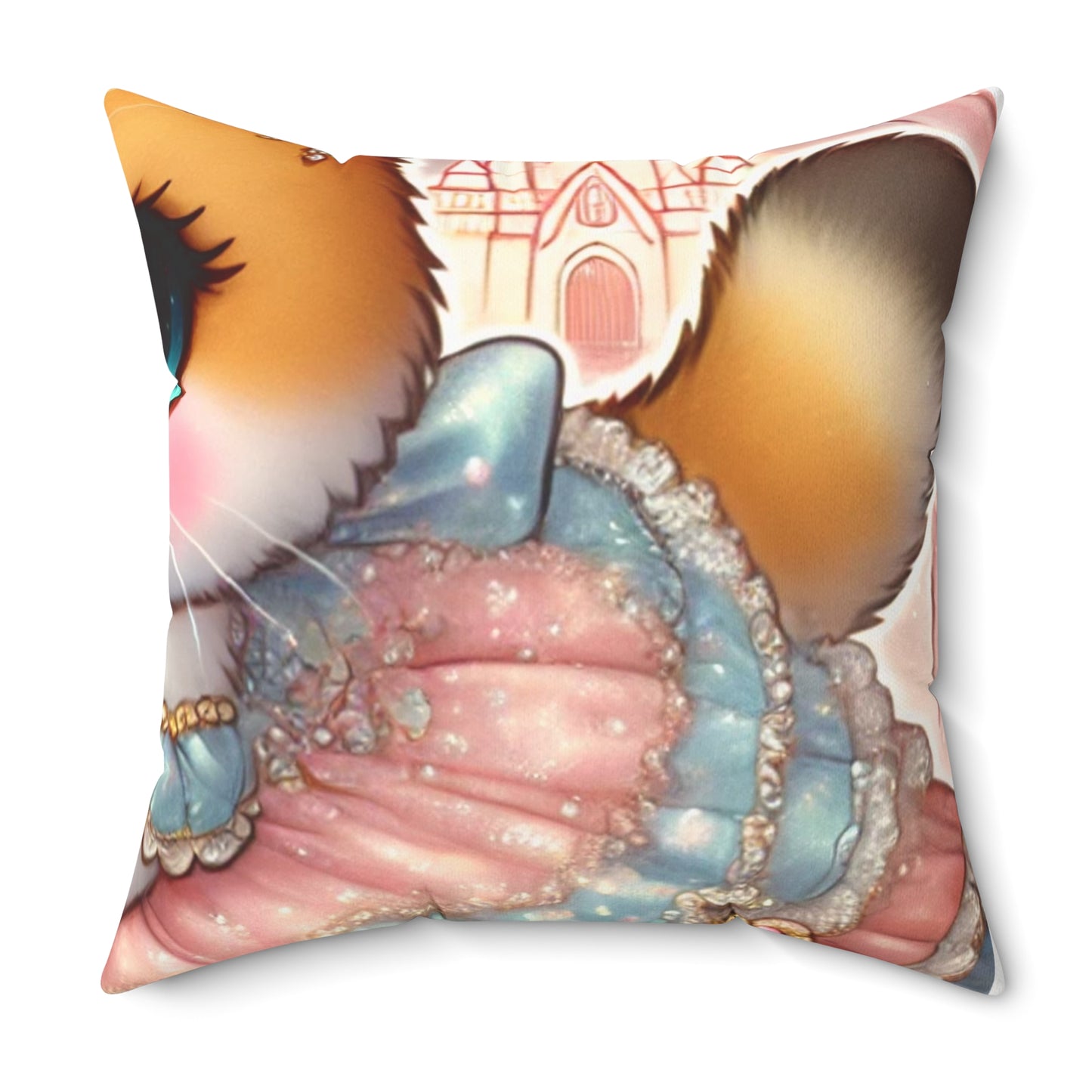 Pastel Princess Calico Cat Fantasy Decorative Pillow