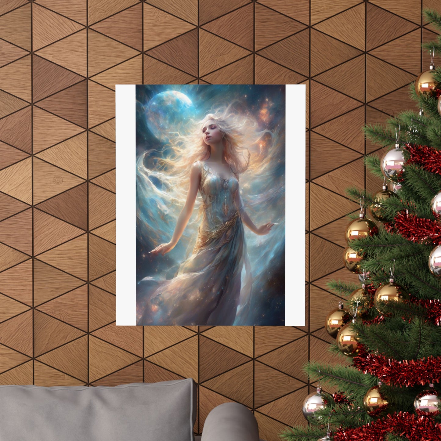 Moonlit Celestial Maiden Fantasy Portrait Poster
